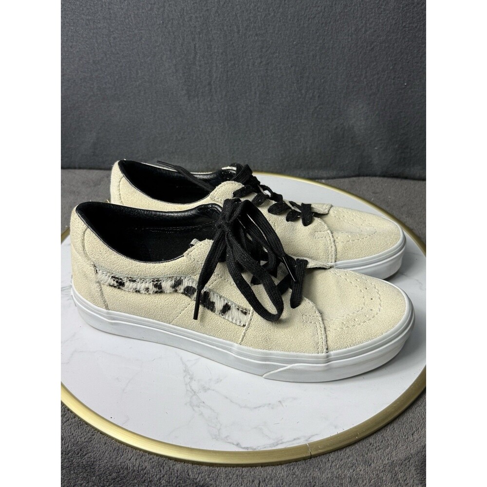 Vans Sk8 Low Soft Suede Marshmallow Dalmatian Womens Skate Shoes Sneakers Sz 7.5